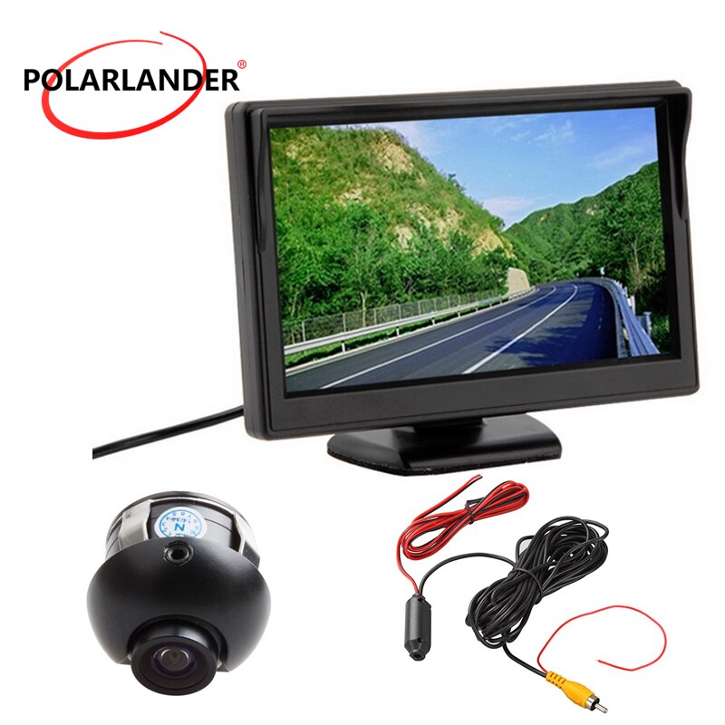 Reversing Camera Bus/Car With Lamp 5 Inch TFT Screen HD Desktop Parking Monitor Plug-In Rear Cam 18.5mm LED Night Vision 12-24V