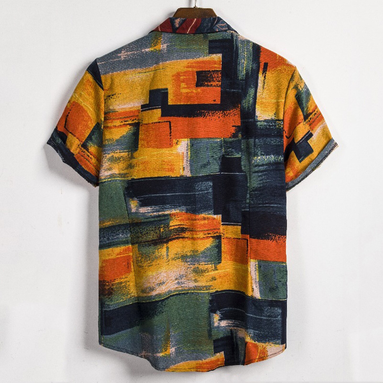 Print Lente Heet Verkoop Mannen Strand Shirt Korte Mouw Bloemen Losse Casual Shirts Plus Us Size Losse hawaiian