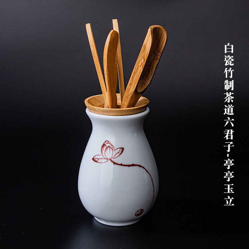 Bamboo Artwork Celadon Tea Ceremony Six Items Set Complete Set Kung Fu Tea Set Accessories Bamboo Tea Clip Tea Pin Tea Spoon: Gracefulandgraceful
