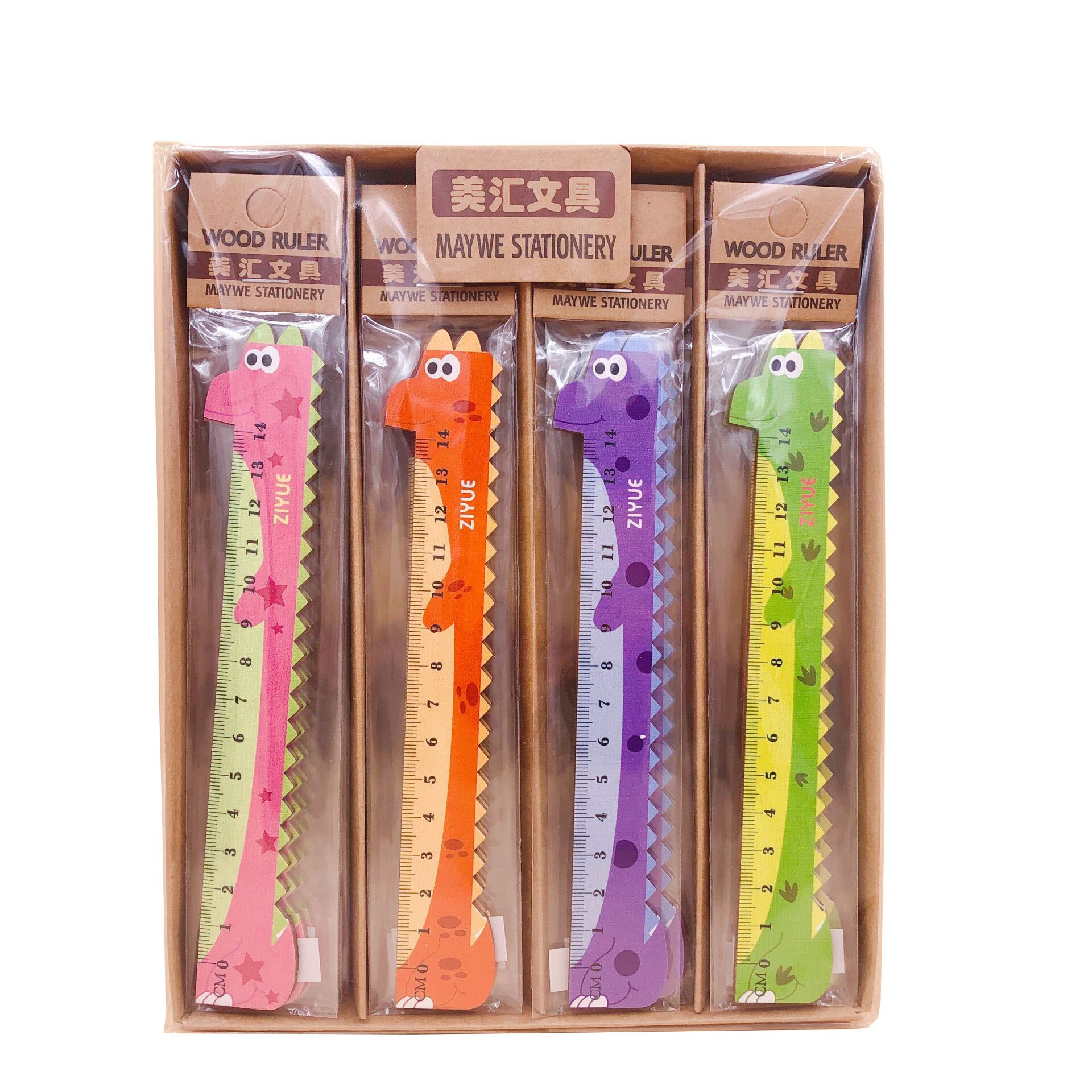 1pcs Wooden Straight Ruler 15 Cm Donuts / Crocodile Kawaii Animal Drawing Ruler School Office Stationery: crocodile