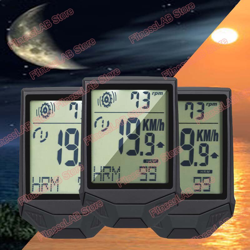 Draadloze fietscomputer fiets kilometerteller snelheidsmeter groot lcd-scherm 3 in 1 fietscomputer met cadans hartslagmeter