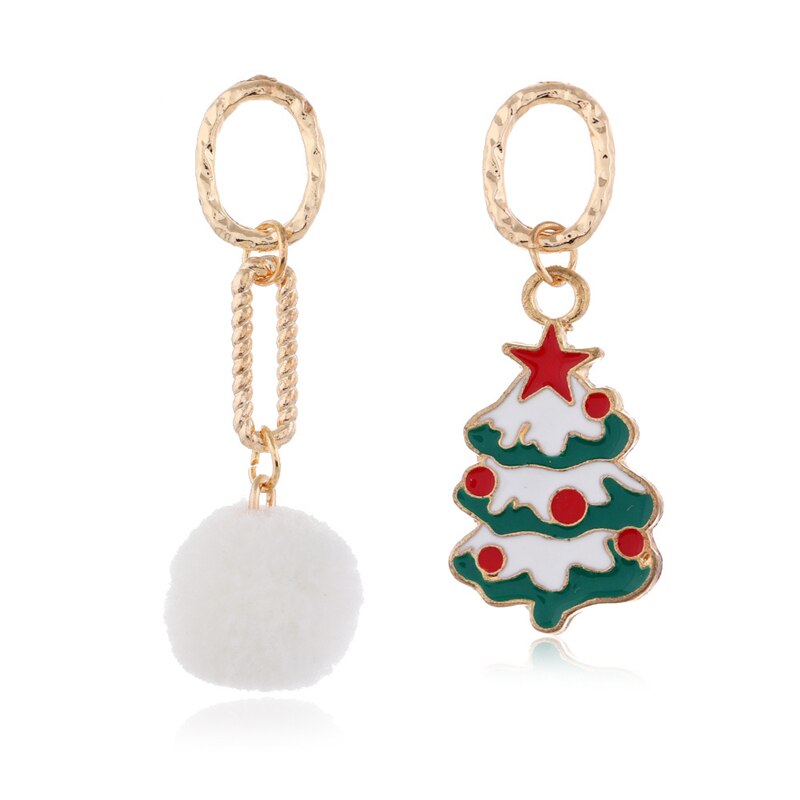 Asymétrique père noël longues boucles d'oreilles pour les femmes or jaune couleur boule ronde boucles d'oreilles bijoux de noël: 2