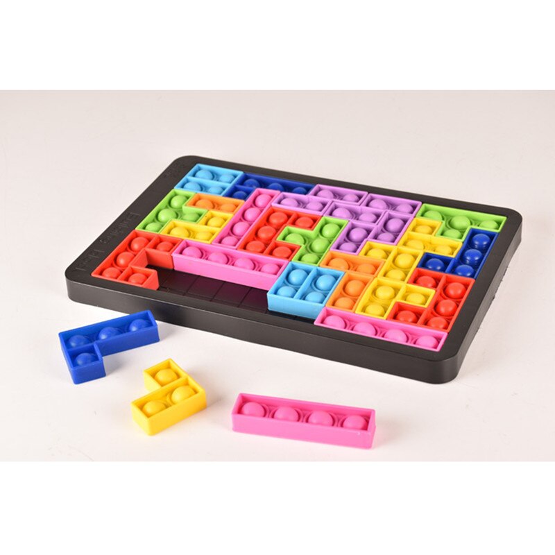 Tetris Pop It – jouet anti-Stress pour adultes, anti-Stress, doux, Squishy, puzzle pour enfants,