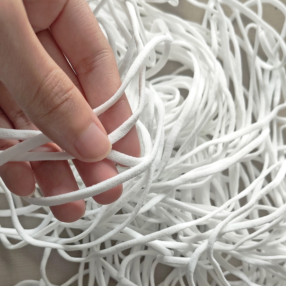 3/5mm muns mask elastiskt band snöre ansiktsmask vit svart rep gummiband tejp öronsnöre rund platt öra hängande gör-det-själv-tillbehör