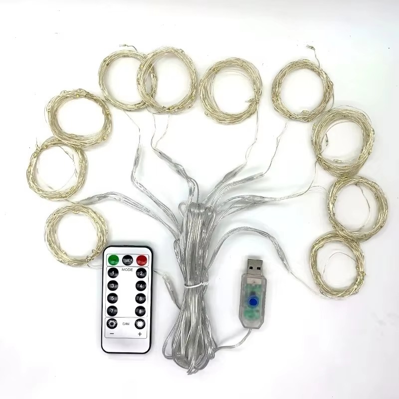 Guirnalda de cortina LED de 3/6M en la ventana, guirnaldas de luces alimentadas por USB con control remoto, guirnalda de luces Led de Año , decoración navideña