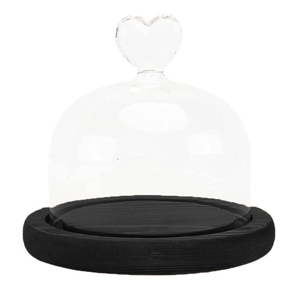Pot de Cloche en verre avec Base en bois, couverture anti-poussière, ornement de bureau de chambre à coucher pour la maison, fête de noël: 02