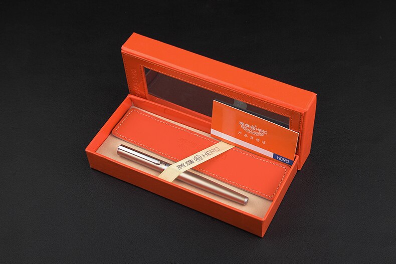 HERO 1601 fountain pen. Ink pen. Office stationery. 0.38mm 0.5mm nib. High-end pen. Boutique box packaging Free DIY build only: GOLDEN