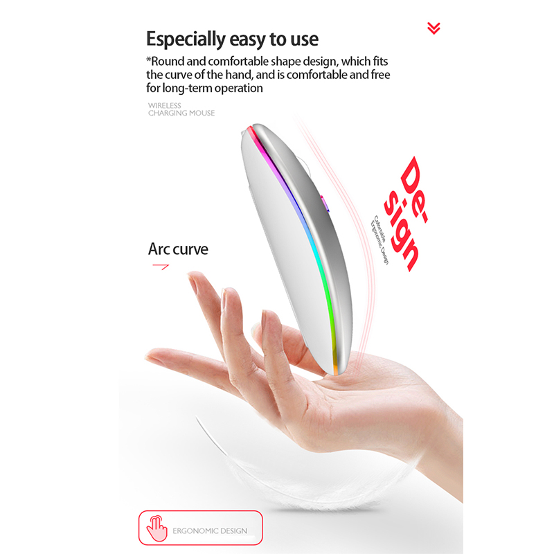 Led-funkmaus, bluetooth, tragbar, mobil, optisch, schlank, leise, drei modi, wiederaufladbar, für laptops