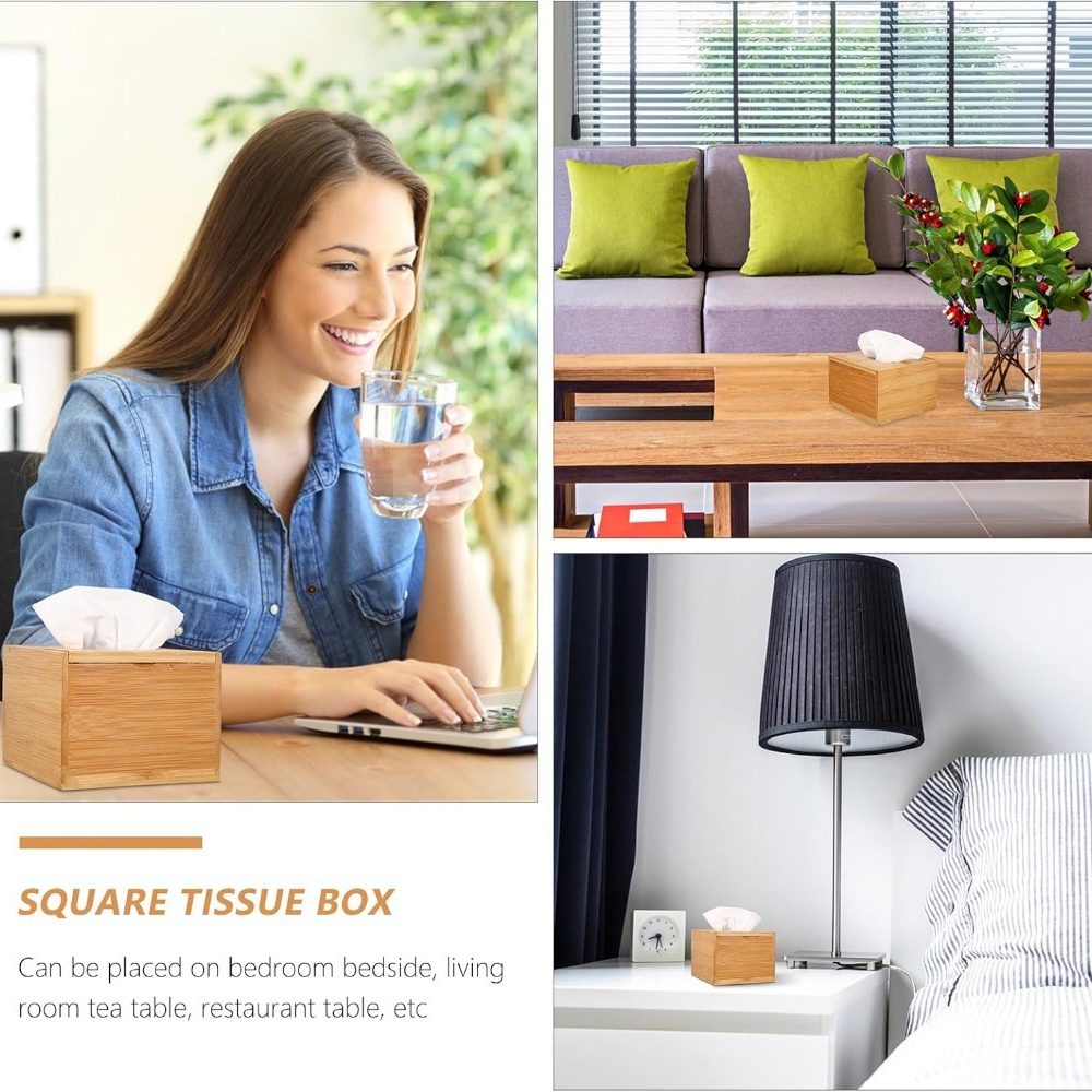 Bamboo Box Tissue Household Hotel Cafe for Napkin Dispenser Box Utility Paper Container Large Capacit