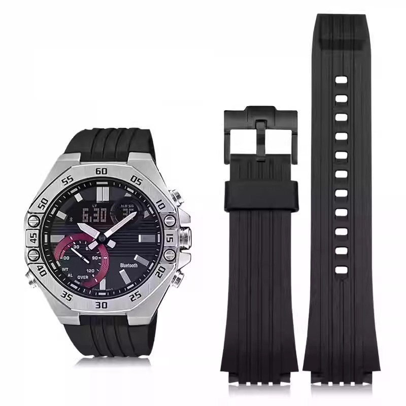 Correa de silicona ECB-10 para reloj Casio Edifice, pulsera de goma resistente al agua, con herramientas, ECB-10YP, ECB-10AT, ECB-950: GREEN BLUE