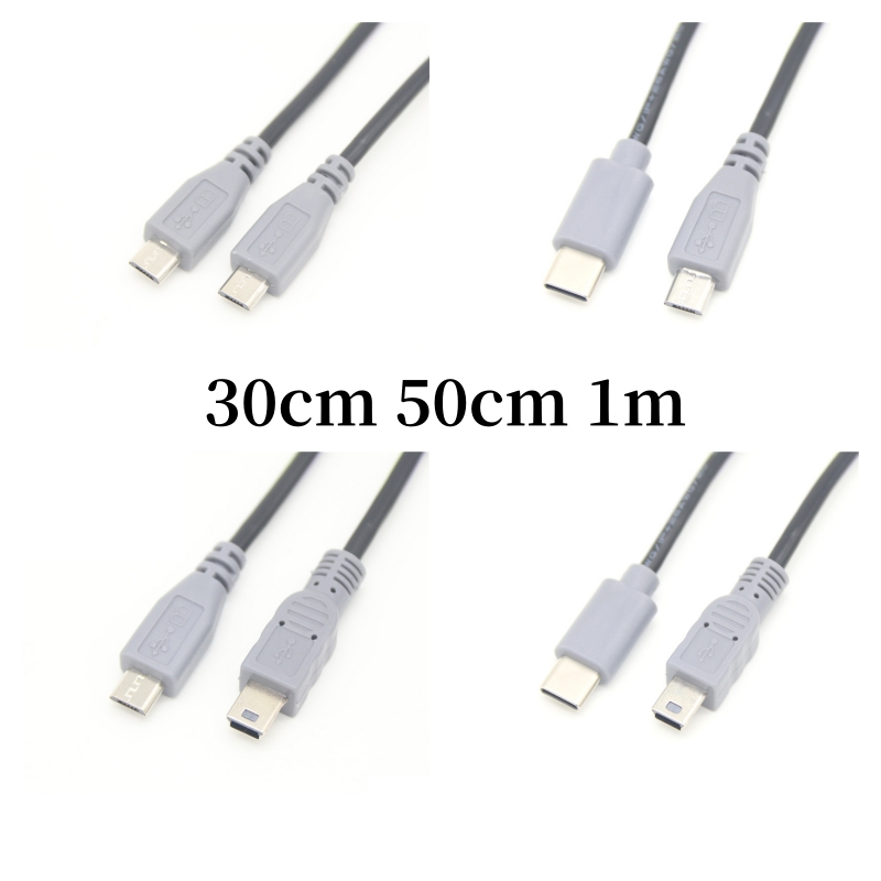 Typ-c till micro-usb mini-usb mikro-usb-datakabel för android-telefon otg dataöverföringsladdningstråd koppar 30cm 50cm