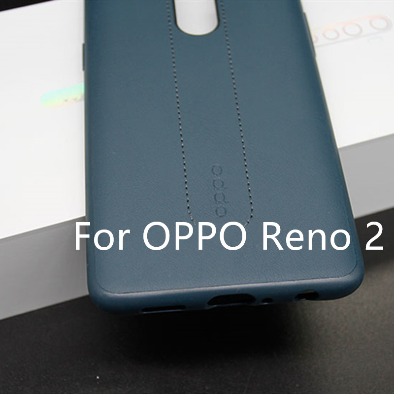 Originele hoes voor OPPO Reno 2, officieel slank zacht leer + TPU-achterkant, schokbestendige rubberen huidcoverbeschermer, zonder doos