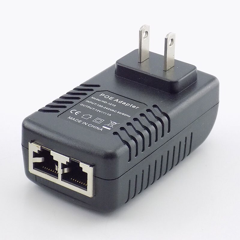 Inyector POE de 12V 1A, enchufe de pared, adaptador de fuente de alimentación POE, adaptador inalámbrico de Ethernet para cámara IP CCTV US/EU Plug A7