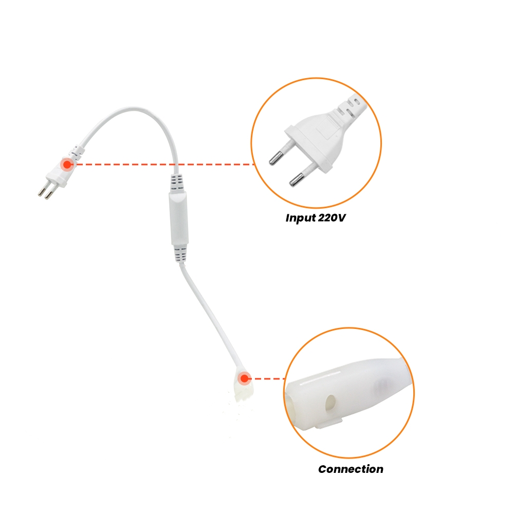 220V Dimmable Power Plug For 288LEDs/m 360LEDs/M COB Neon Strip With ON OFF Switch