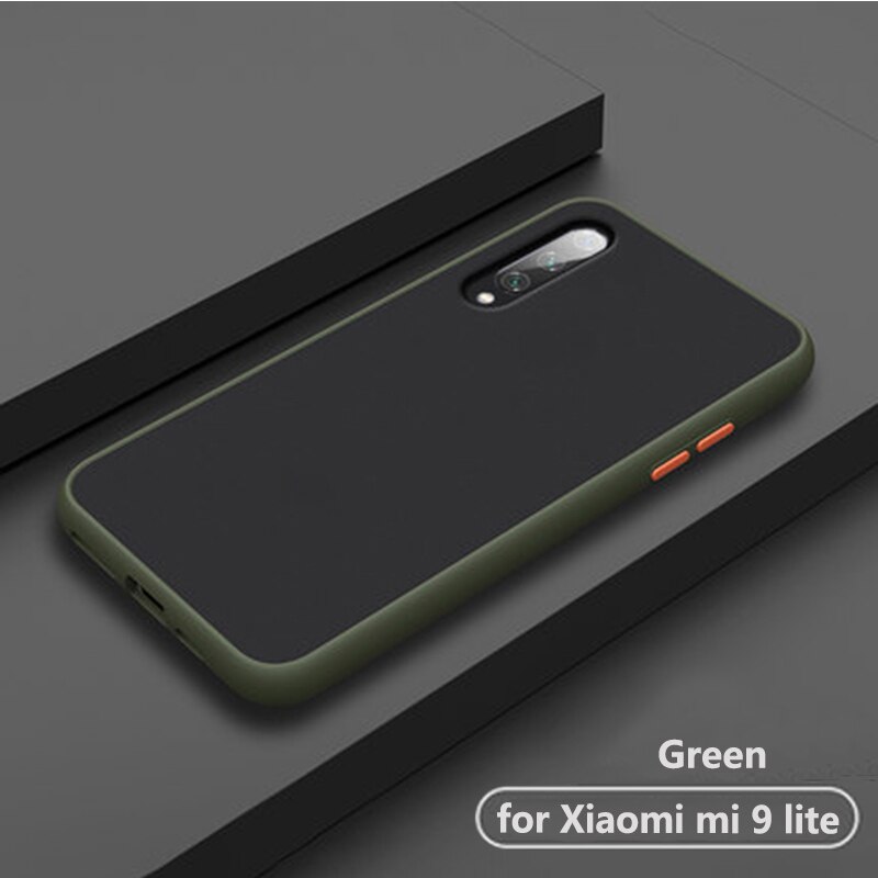 Luxe shockproof frosted transparante telefoon terug etui. coque. cover. case voor xiaomi mi 9 lite mi 9 lite 9 lite mi 9 lite siliconen case: Green