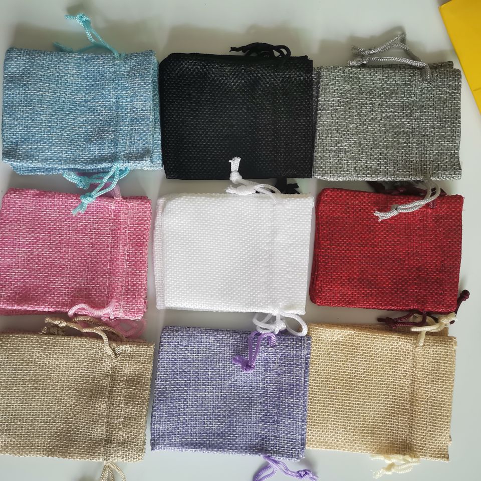 50pcs Small Natural Bags jewelry packing bags Jute Linen Drawstring Pouch Bag Handmade Wedding Party Jewelry Bags
