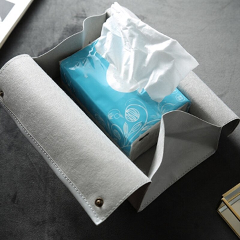 AF88-Pu Leer Tissue Box Brief Opvouwbare Servet Houder Rechthoekige Huishouden Keuken Papier Houder Opbergdoos (Bruin)