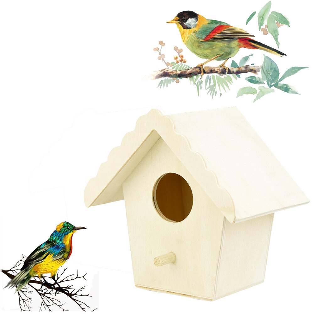 Wooden Bird Nest Hanging Bird House Natural Wooden Bird Cage Resting Place Wall-mounted Outdoor Birdhouse Wooden Box