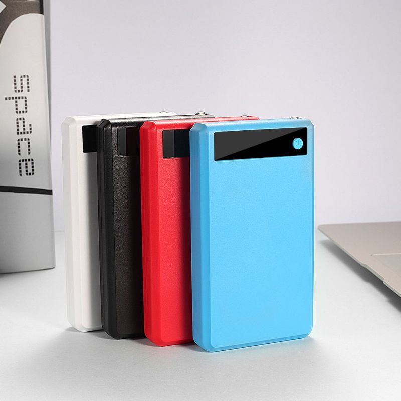 Dual USB 6x 18650 Batteries DIY Power Bank Box Holder Case with LED Light Charger Power Adapter For Mobile Phone Tablet