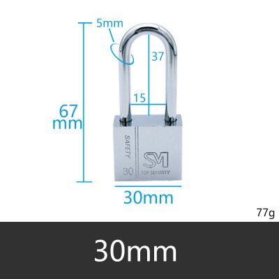 Door Padlock Stainless Steel Anti-Theft Lock Waterproof Rust-Proof Tamper-Proof Lock Home Small Dormitory Long Beam Lock: TK30mm-long