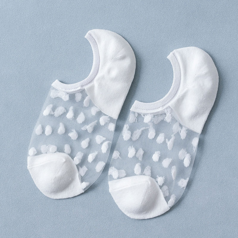 Calcetines de encaje de cristal para mujer, medias de seda transparentes, elásticas e invisibles, tobilleras, para verano