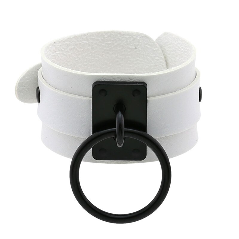 Bracelet punk rond en cuir pu, manchette gothique multicolore, pour femmes et hommes, bijoux de fête: Couleur 2