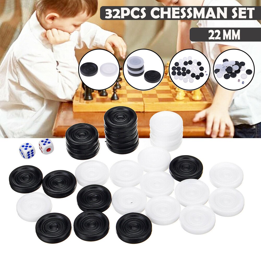 32pcs 22mm Chess Set Checkers Learning Kids Funny Backgammon Portable Double Land Adult Camping Travel Board Game Durable