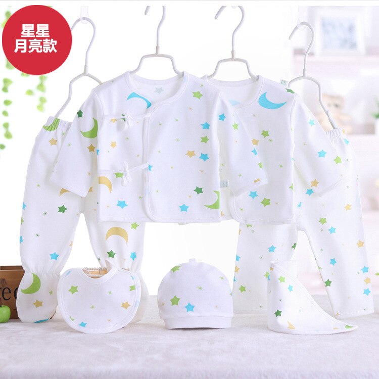 0-3M Baby Clothes set Newborn Boys Girls Soft Underwear Animal Print Shirt and Pants Cotton clothing 7 pcs: 02