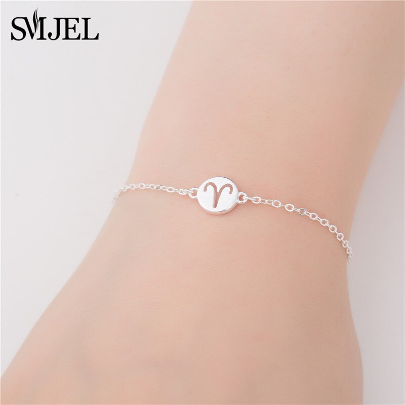 SMJEL Personalize 12 Constellation Zodiac Sign Bracelets for Women Girl Cancer Leo Virgo Libra Women Men Jewelry pulsera mujer: SL063 Aries