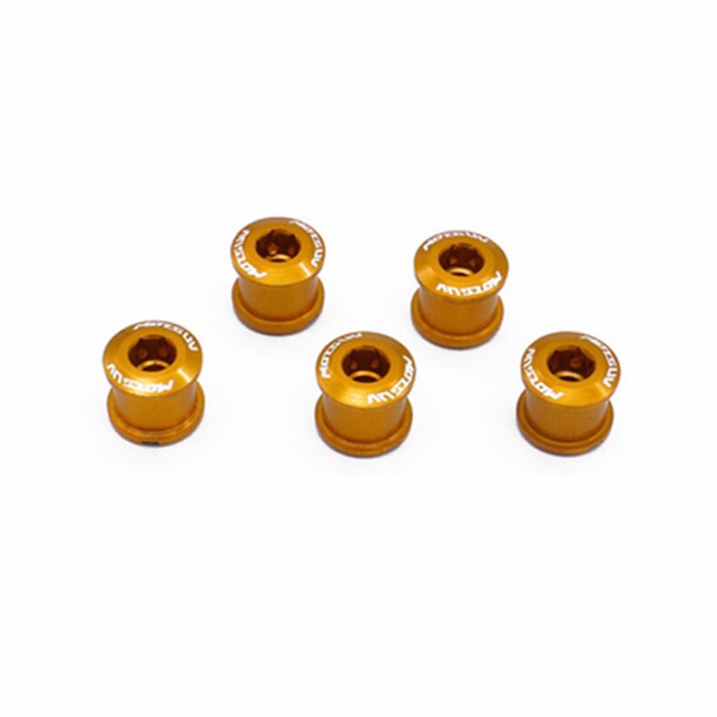 5Pcs Mtb Fiets Kettingwiel Schroeven Fietsen Kettingblad Wielbout Legering 7075 4.9Mm/6.4Mm Racefiets Disc schroeven Voor Crankstel Onderdelen: Yellow / 4.9mm