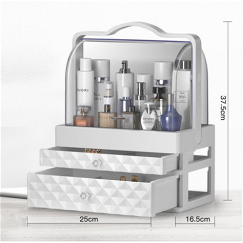Organisateur de maquillage tendance grande capacité | Anti-poussière, boîte de rangement de cosmétiques, bureau beauté, tiroir de rangement: C