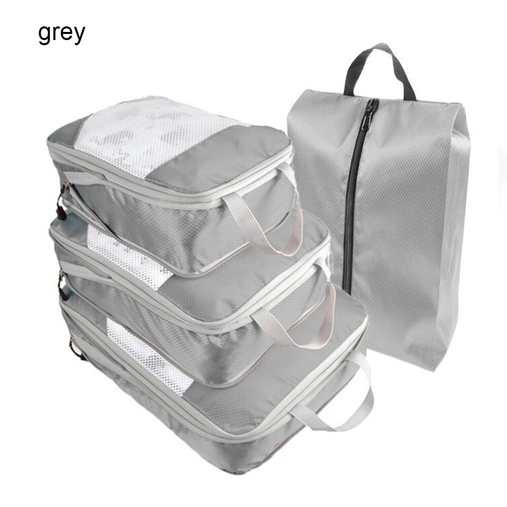 1pc/4pcs Compression Packing Cube Nylon Storage Bag Foldable Organizer Durable Travel Luggage Bag for Shoes Clothes: 4pcs D