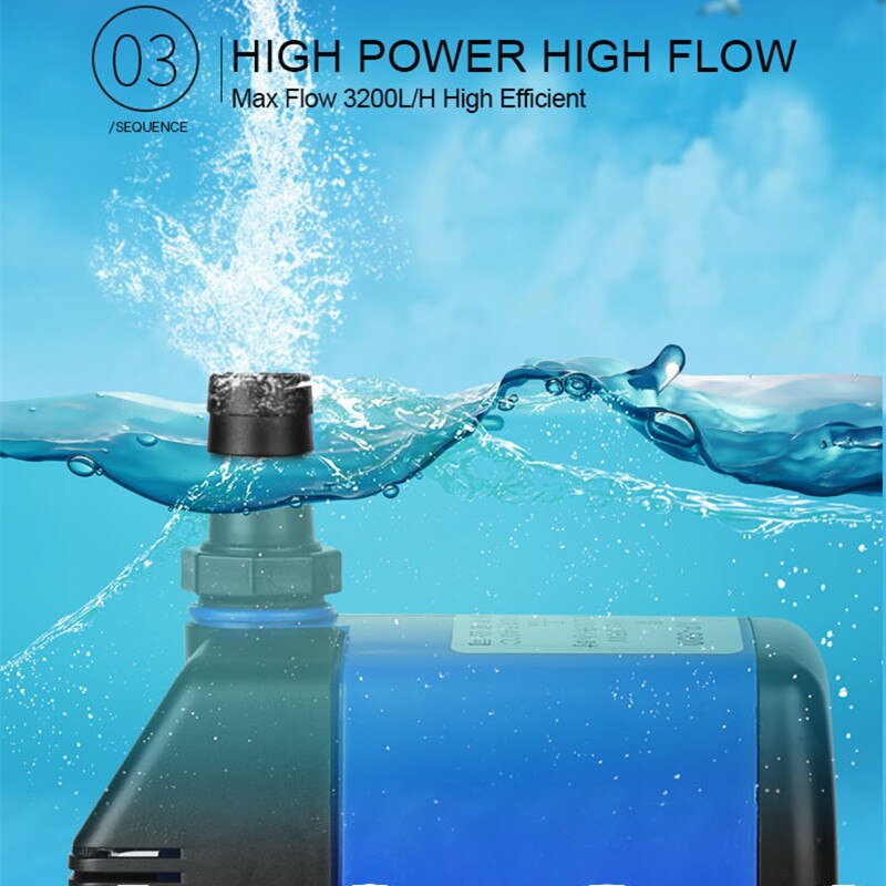 JEBO Adjustable Flow Water Pump For Aquarium Fish Tank Aquarium Pump Submersible Pump High Power 5/9/19/26/62/65w
