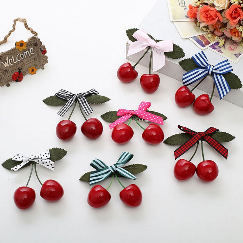 Red Cherry Boog Haar Clip Voor Pinup Meisjes Retro Vintage Rockabilly Haarband Haar Accessoire 1Pcs