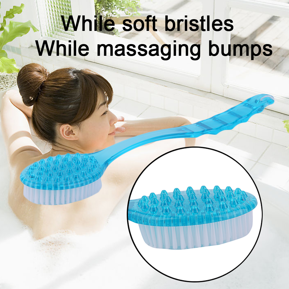 Cepillo para ducha de baño con mango largo, cepillo para ducha de baño, masaje de piel, frotamiento de espalda, accesorios para el cuidado de la salud: green