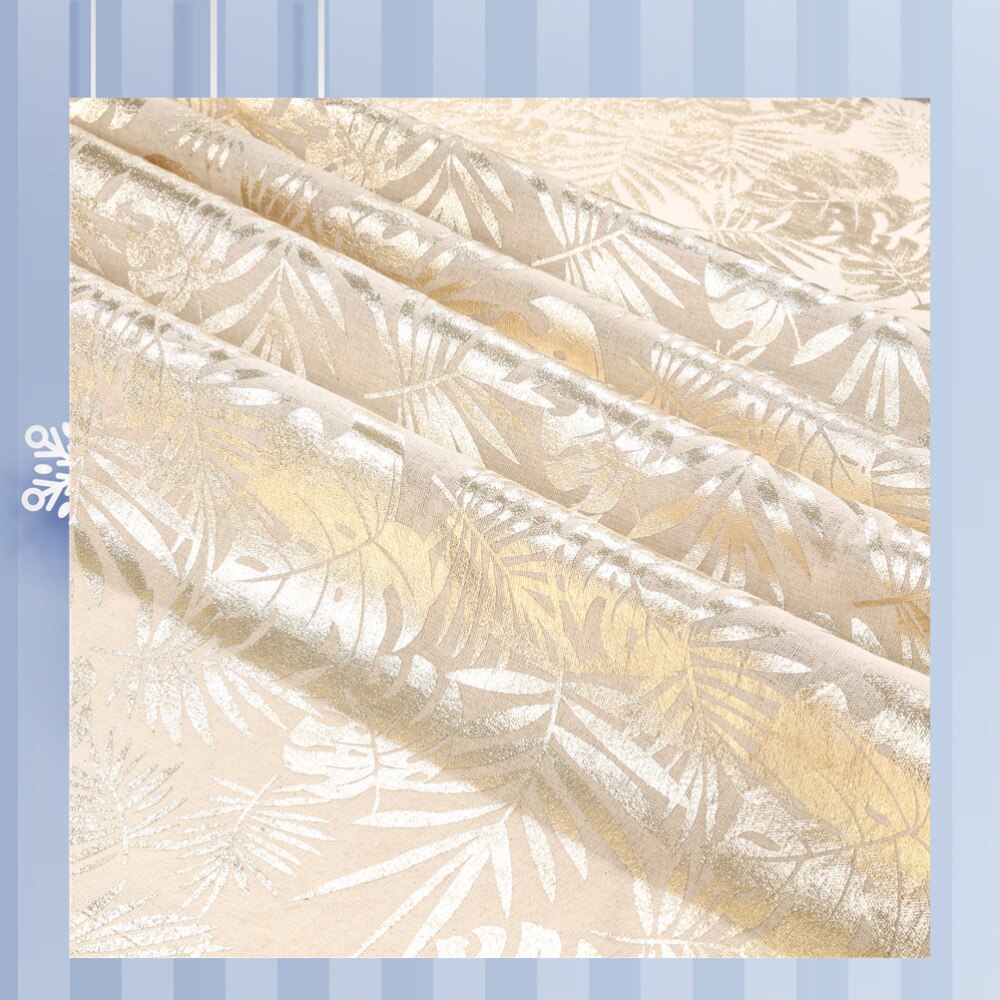 Monstera Leaf Pattern Tablecloth Cotton Linen Dining Table Cloth Dustproof Table Cloth (White)