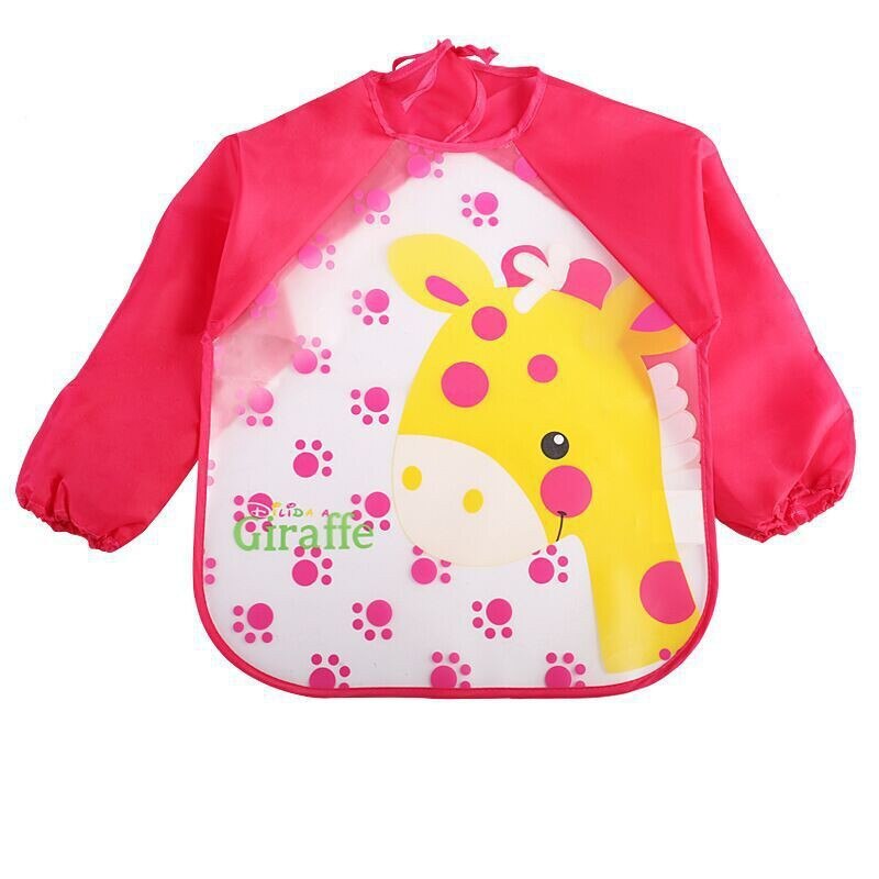coton bébé bavoirs imperméable enfant manger vêtements enfants manches longues alimentation Smock bavoir bébé tablier Bandana Bebes bavoirs: Giraffe