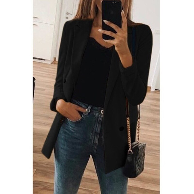 Chic Slim Fit Long Sleeve Collar Blazers Outerwears