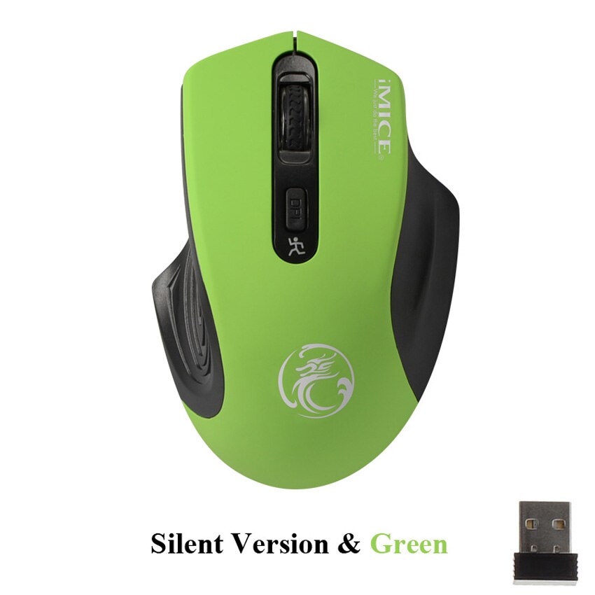 Cichy przyciski bezprzewodowa mysz 2.4 ghz oszczędzania energii optyczne minikomputer mysz myszy bezprzewofowe odbiornik USB dla PC Laptop Notebook: Silent Green