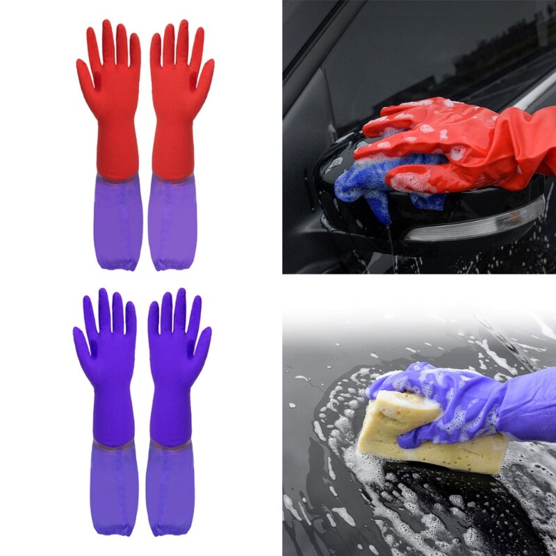1 Paar Schoonmaak Handschoenen Keuken Afwassen Handschoen Extended Waterdichte Rubberen Warme Handschoenen, Auto Wassen Handschoenen, Car Cleaning
