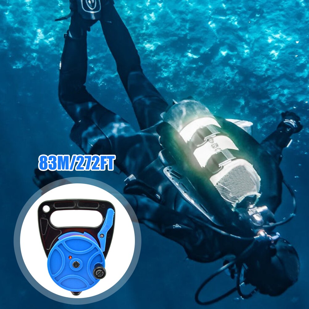 Scuba Diving Reel with Thumb Stopper Handle 272ft Line SMB Reel for Wreck Exploration Recreational Diving Spearfishing Clip Hook