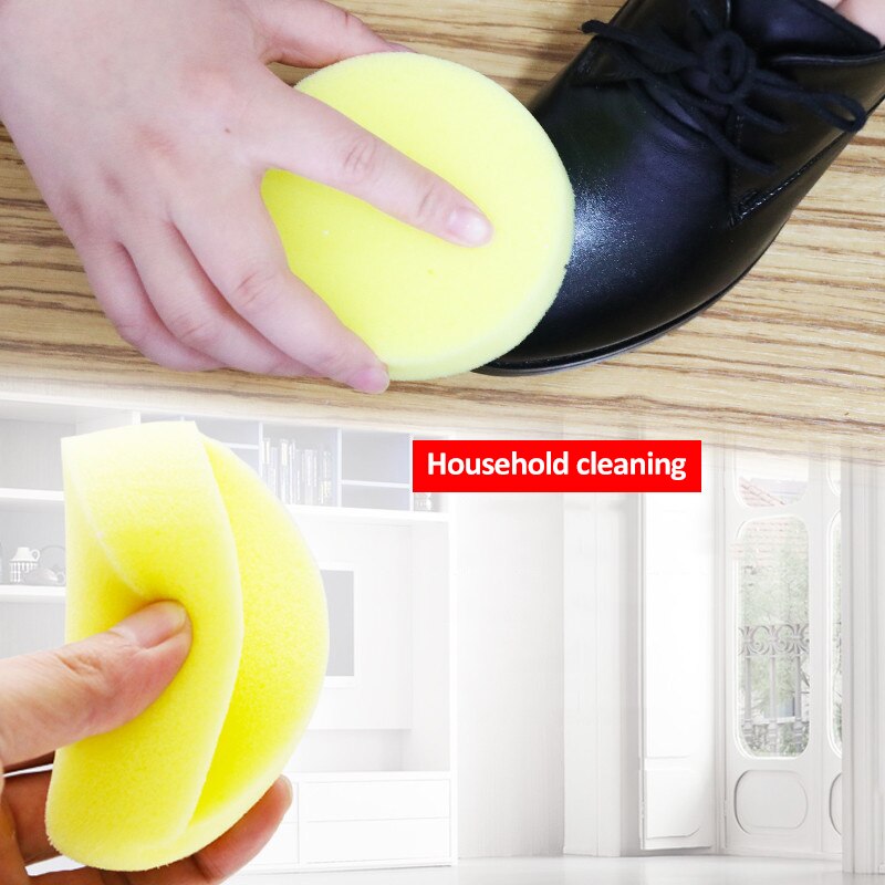 Durable Round Yellow Wax Sponges Shoes Polish Sponge Marbles Wax Foam Sponges Glasses Floors Wax Sponge Clean Supplies