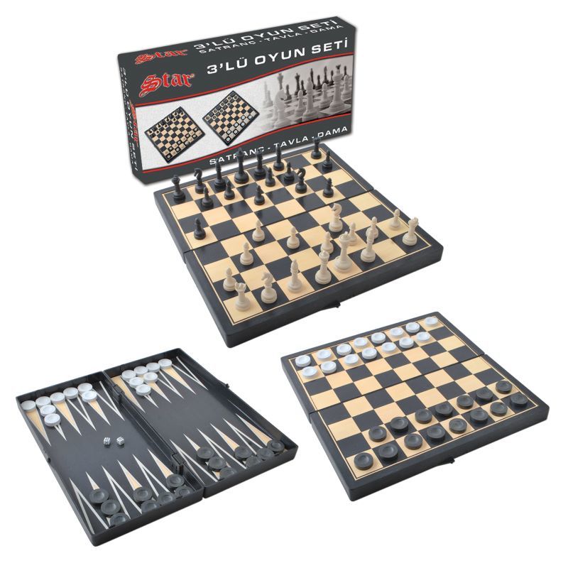 Schaken Backgammon Checkers Set Opvouwbare Board Game 3-In-1 Road Internationale Schaken Vouwen Schaken Draagbare Bordspel