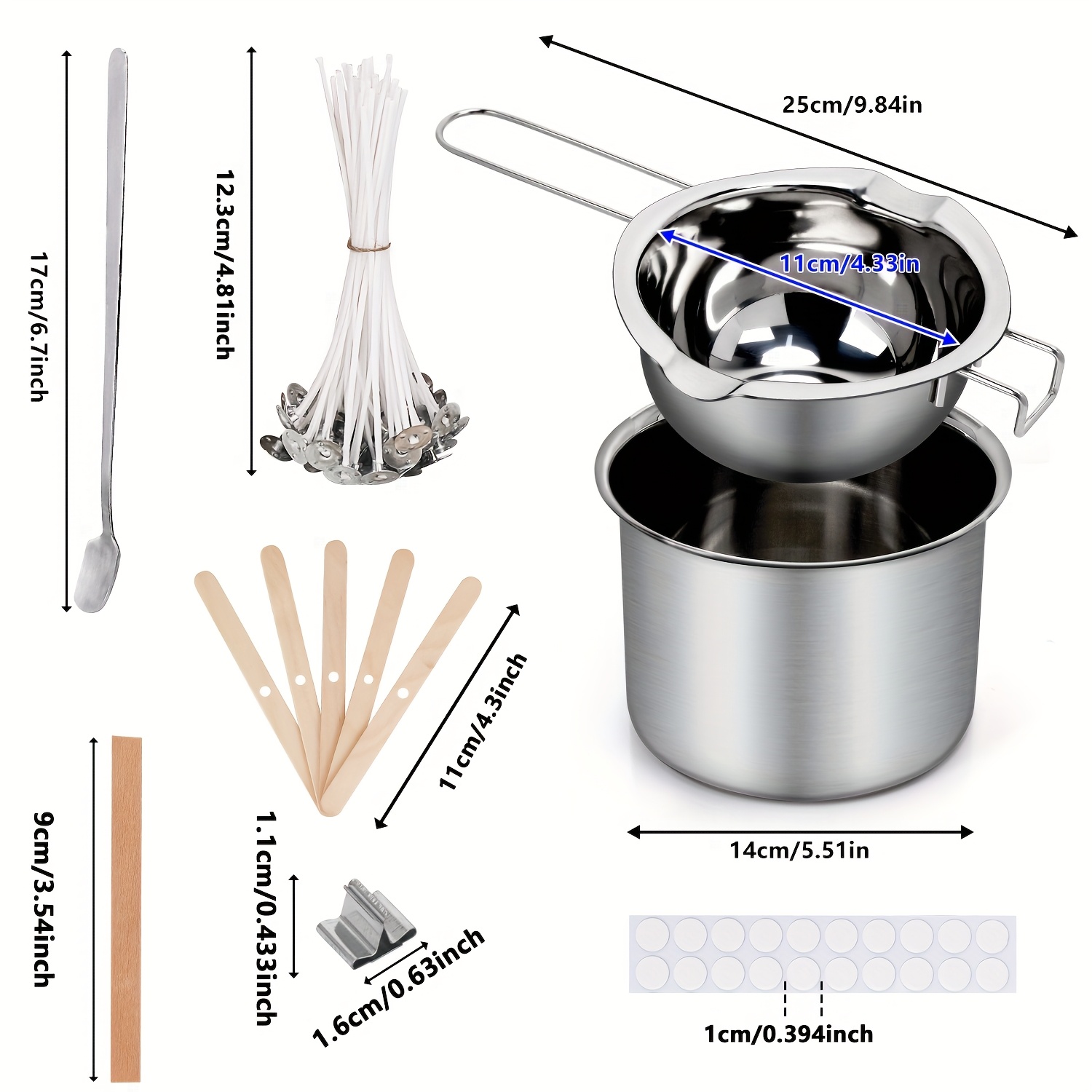 BlingFun Candle Making Kit with Melting Pot, Wicks, Wooden Wicks, Wick stickers, and Wick Holders