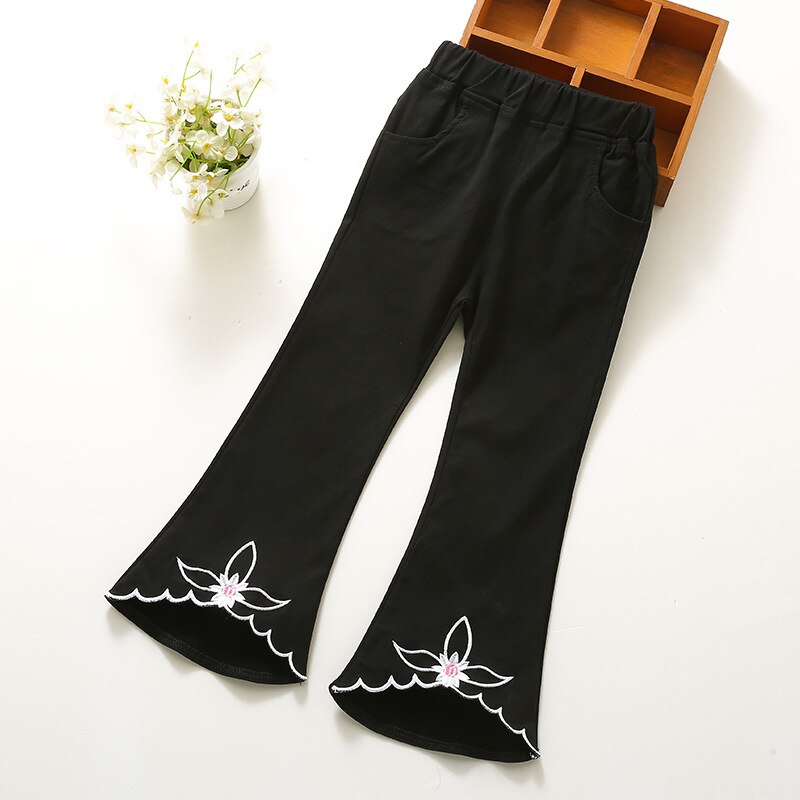 Boot Cut Pants For Toddler Girls Toddler Babys Girls Bell Bottom Wide Leg Stretch Solid Long Trousers Children's Printing Pants: 1394-4 / 4T