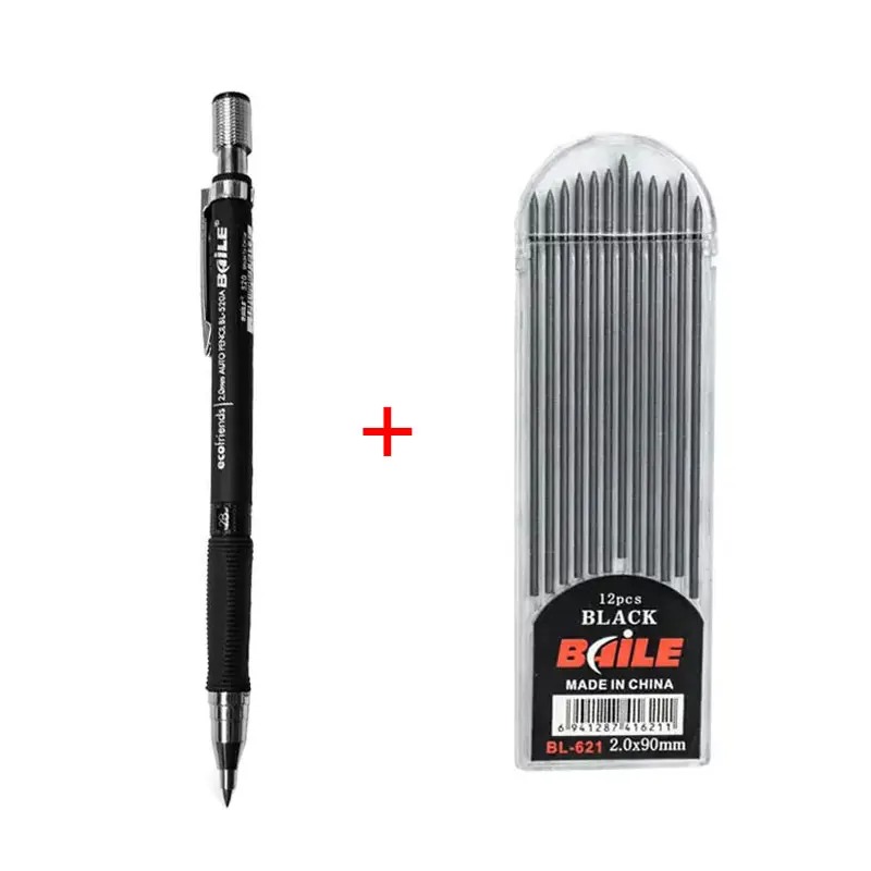 2,0 mm Druckbleistift-Set 2B, automatische Bleistifte mit farbigen/schwarzen Minenminen für Entwurfszeichnungen, Schreiben, Basteln, Kunstskizzen: WHITE