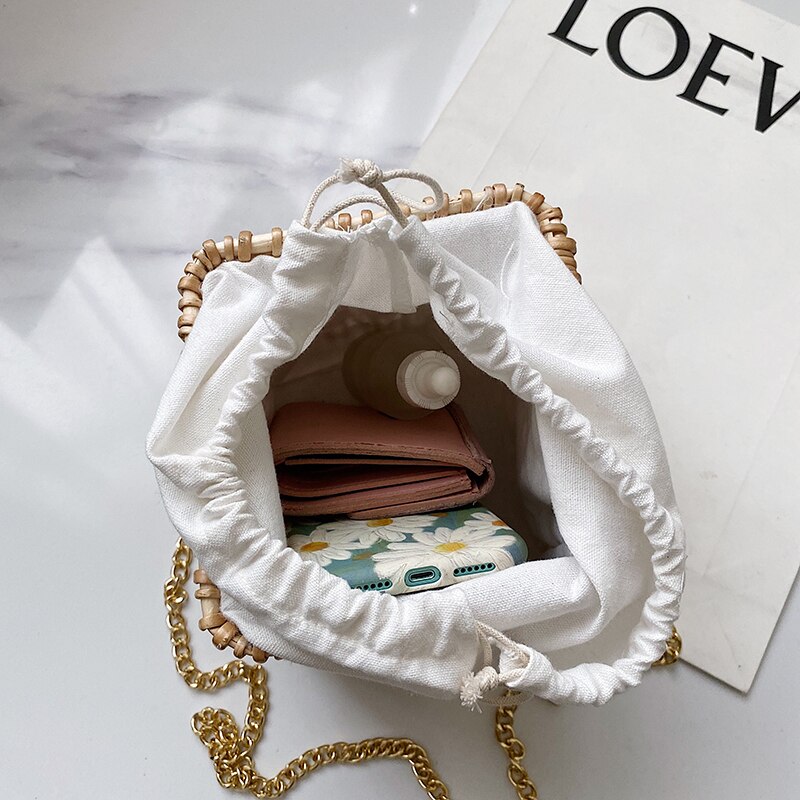 rotin carré femmes sacs à bandoulière perles poignée sacs à main en osier tissé été plage paille sac dame chaînes bandoulière sac à main