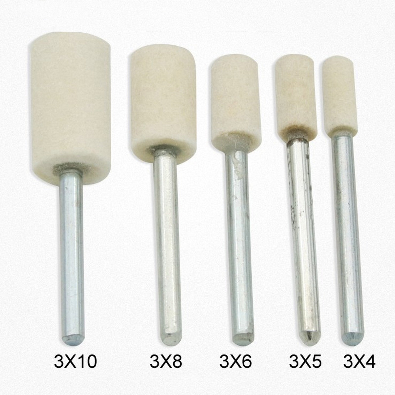 100Pcs Wool Felt Mounted Polishing Buffing Wheel OD 3-20mm Grinding Head for Dremel Drill Rotary Tool 3mm Shank