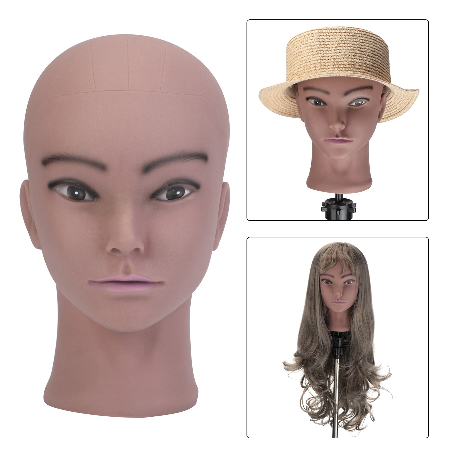 20&quot; Afro Mannequin Head Training Head for Wig Making Hat Display Cosmetology Manikin Head for Makeup Practice with Mini Tripod