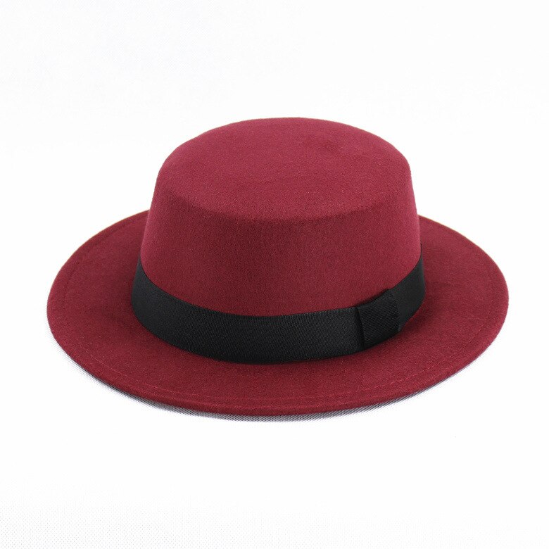 Children Kids Top Fedoras Hat Felt Vintage Gentleman Bucket Hat Wedding Party Festival Caps Craft 18colors Cosplay Costume: wine red 1